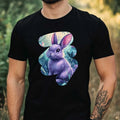 Mens Cute Purple Bunny Motif Cotton T-Shirt Size XS to 5XL