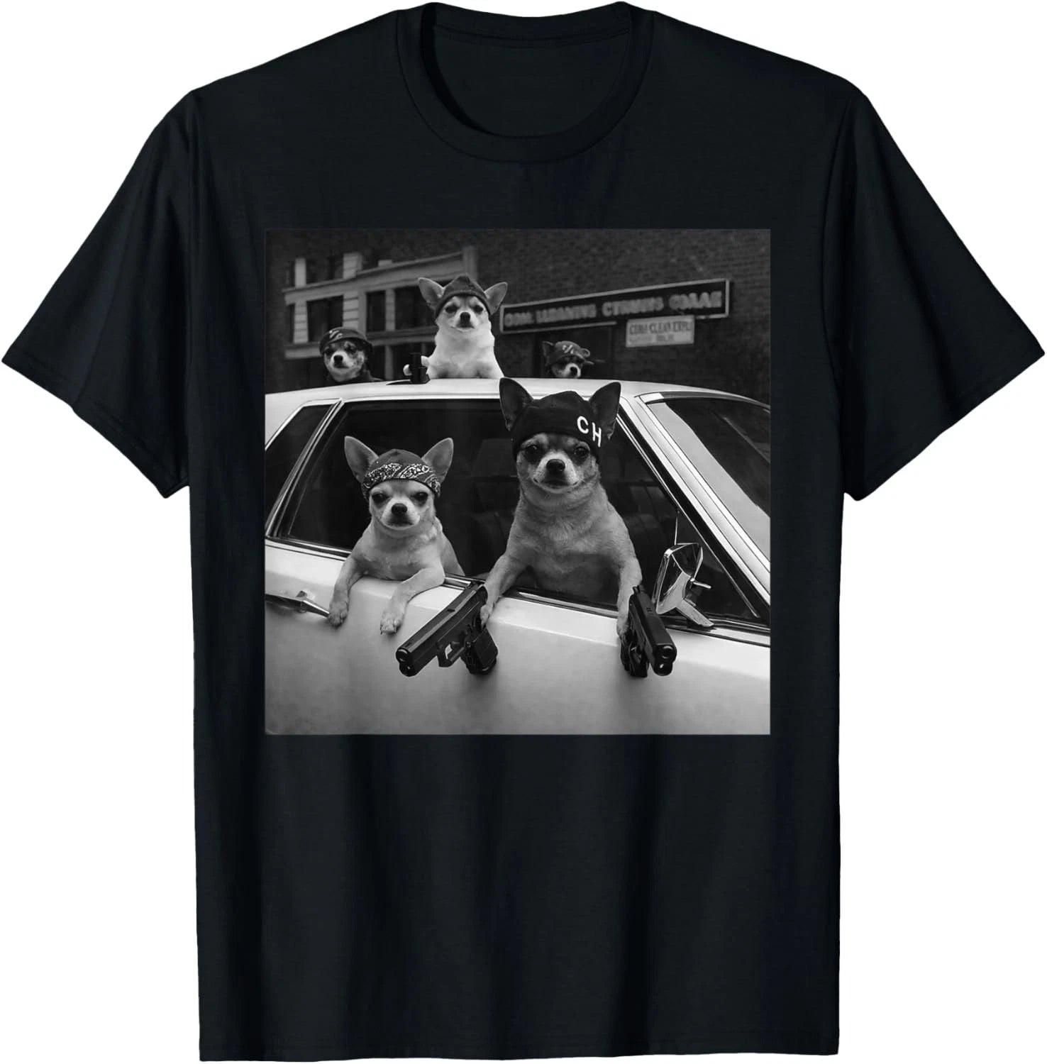 Funny Chihuahua Meme Chihuahua Gangster Dog Street Design T-Shirt unisex T-Shirt