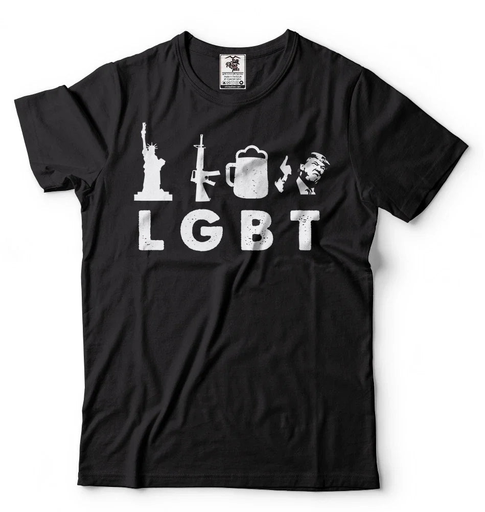 Donald Trump Support Liberty Guns Beer Trump Support Funny Parody LGBT T-shirts