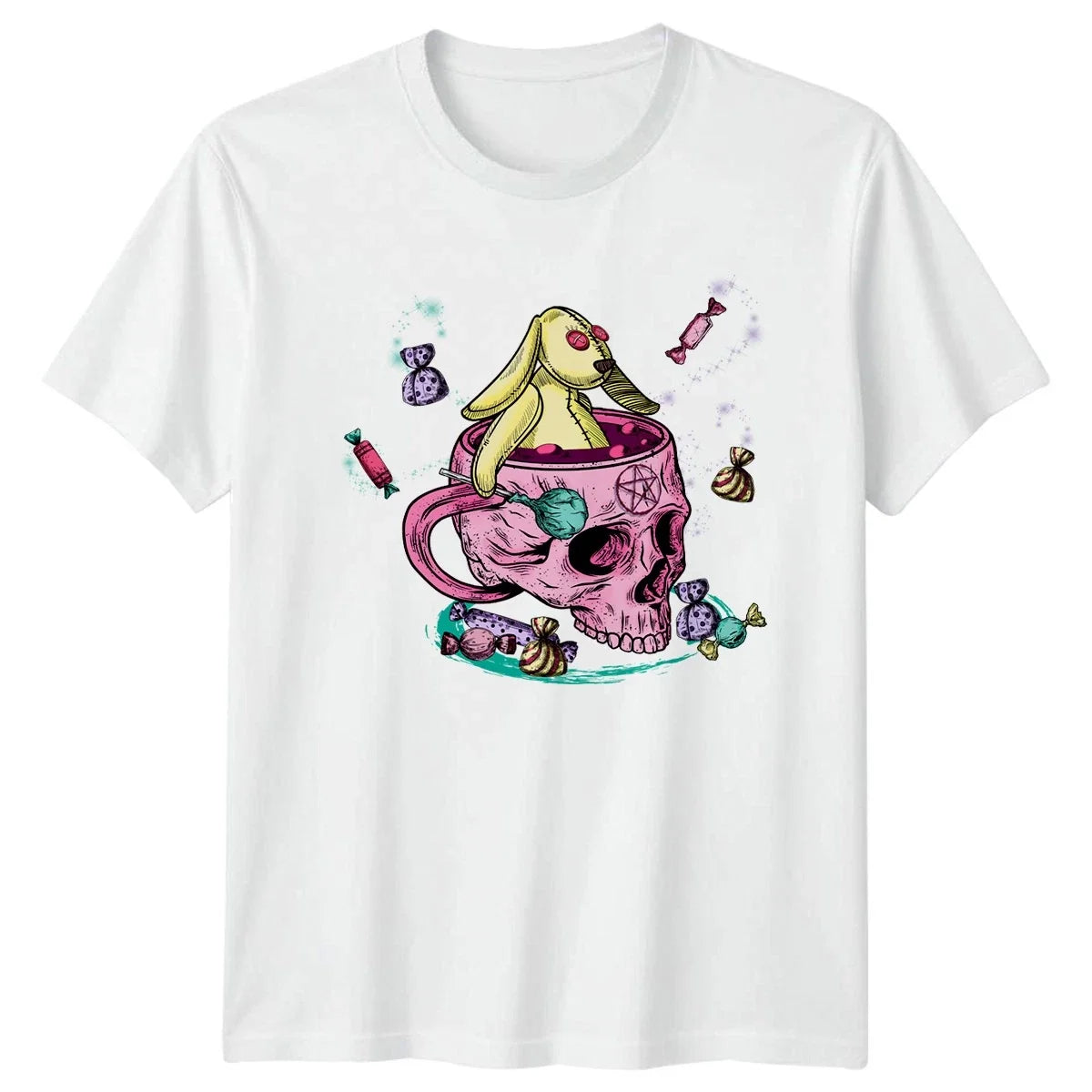 Kawaii Goth Bunny Skull Candy T-Shirt Alternative Fashion Gothic Birthday Gift