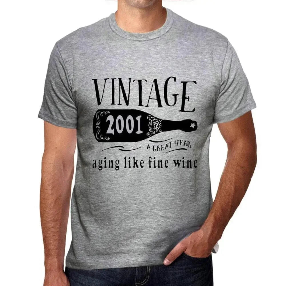 Men's Graphic T-Shirt Aging Like A Fine Wine 2001 23rd Birthday Anniversary 23
