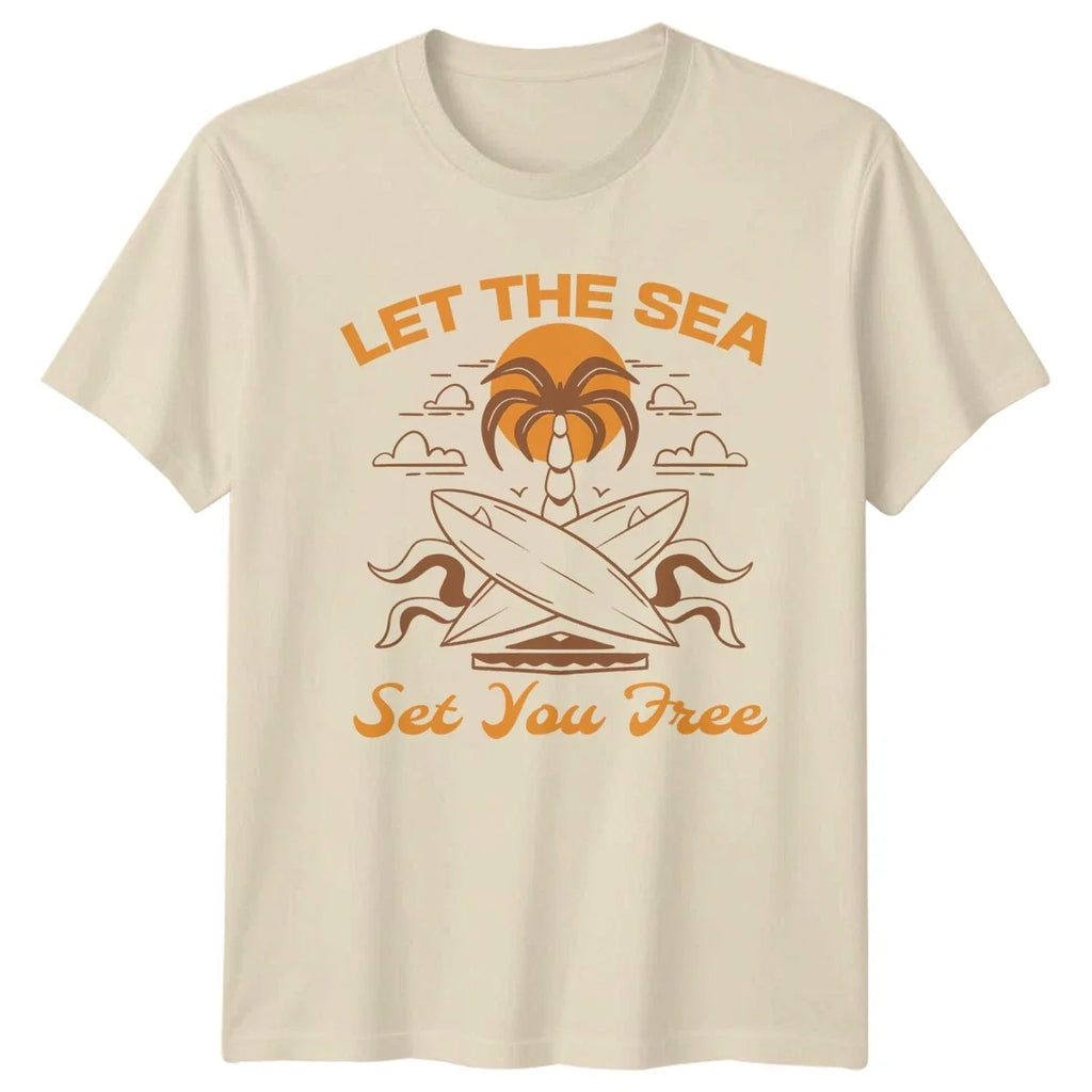 Let The Sea Set You Free T-Shirt Surfing Beach Lifestyle Summer Gift