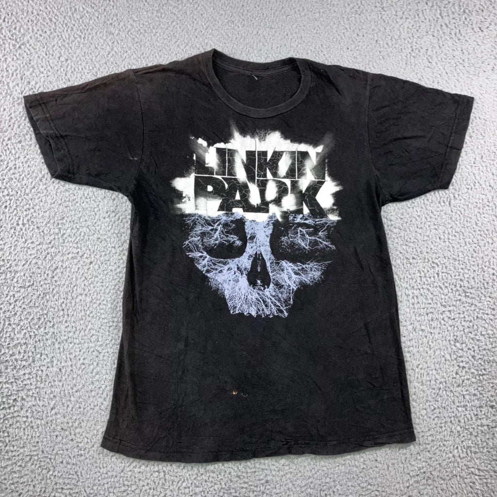 Vintage Linkin Park T-Shirt Men M Black Skull Graphic Rock Band Tee Faded Grunge