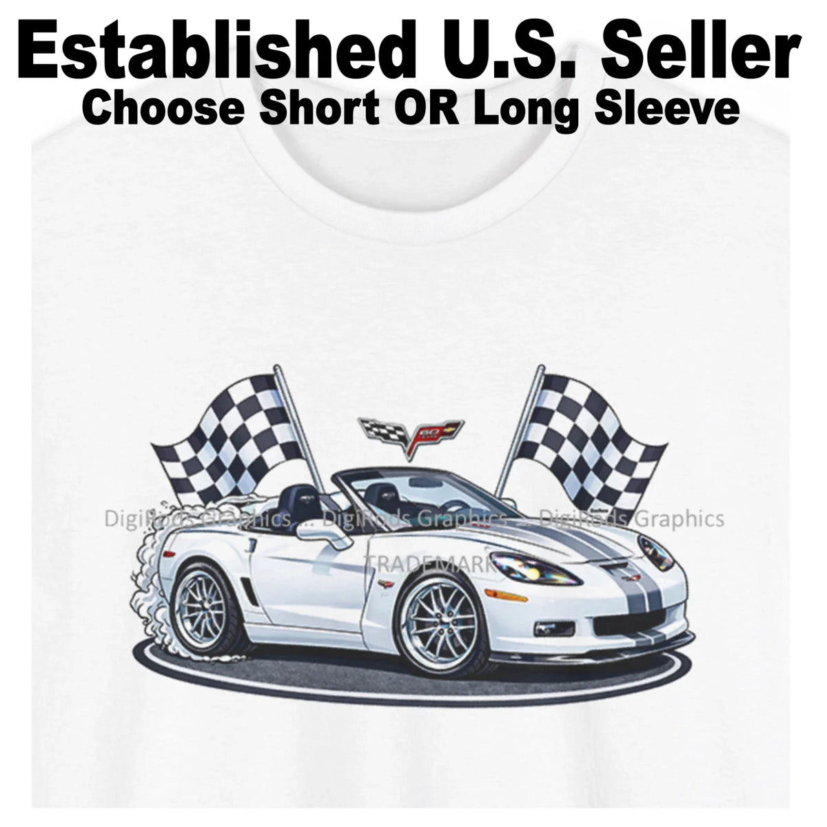 DigiRods Chevy Corvette C6 2013 60th Anniversary  Cartoon Car T Shirt