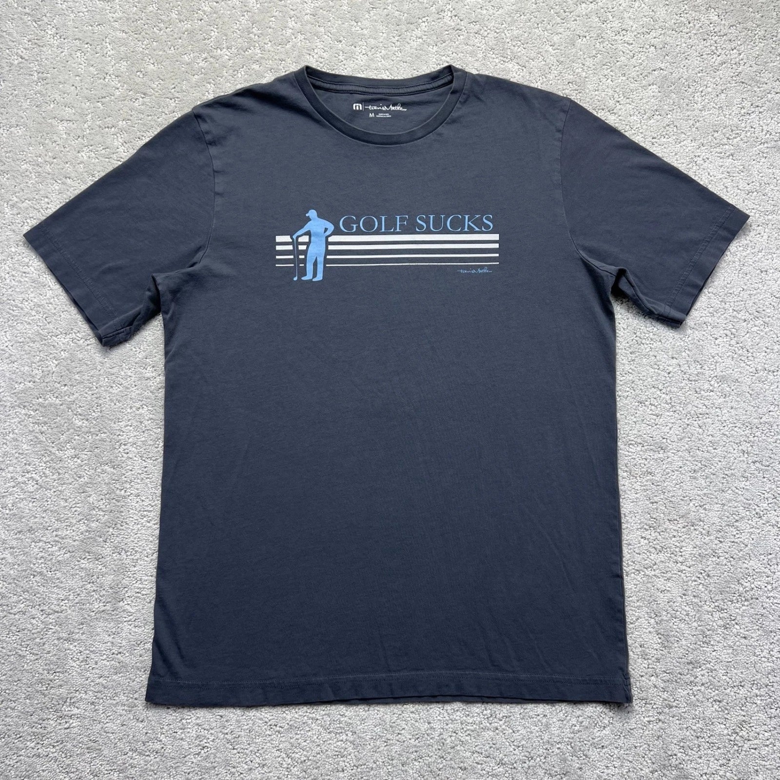 TravisMathew T-Shirt Mens M Gray Blue Golf Sucks Graphic Pima Cotton Streetwear
