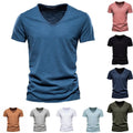 Camiseta Hombre Manga Corta Color Sólido Casual Verano Slim Fit Básica