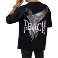 Mens Black Loose Fit Round Neck Tshirt Polyester for Club Daily Spring Wear
