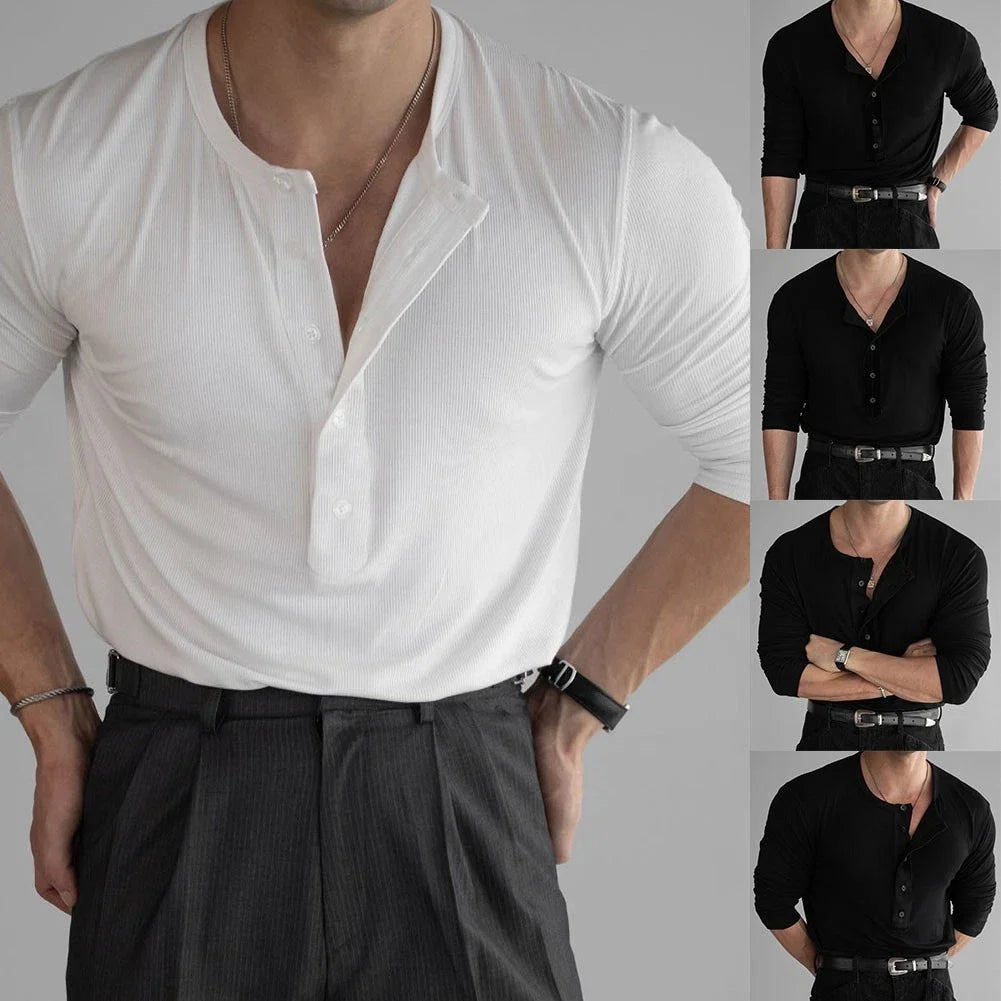 Mens Short Sleeve Muscle Fit Ribbed Pullover Sports Top Casual Slim T Shirt