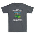 Flat Earth Society Funny Turtle Elephants Conspiracy Theory Retro Men's T-Shirt