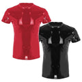 Fashionable Mens Clubwear T Shirt Top In Shiny Wet Look Faux Leather And PVC