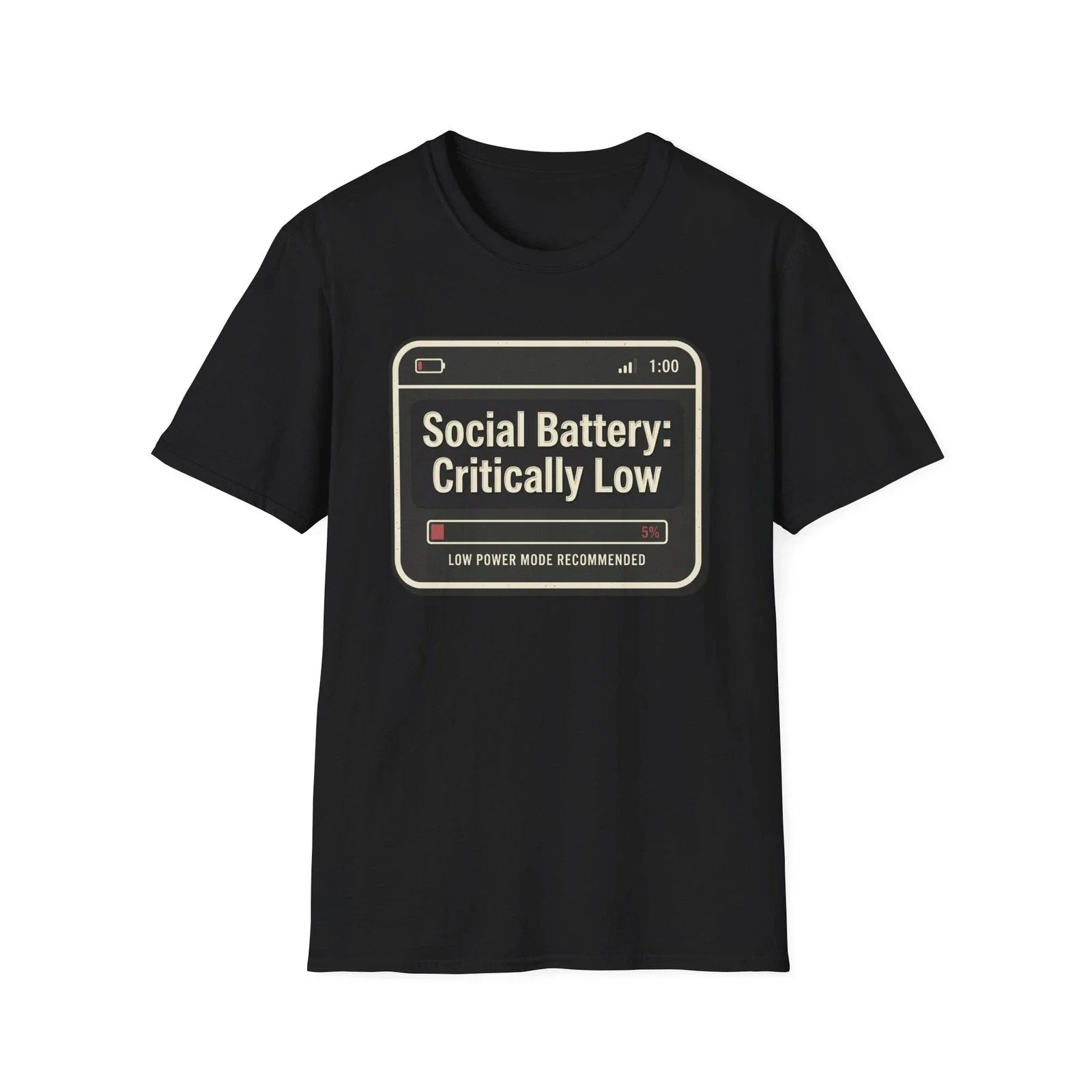 Social Battery Critically Low Funny Introvert Meme T-Shirt Gift Tee Shirt