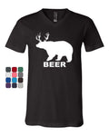 Bear + Deer = Beer Funny Drinking V-Neck T-Shirt Beer Tee