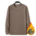 Mens Velvet Long Sleeve Loose Regular Top Round Neck Suitable for Holiday