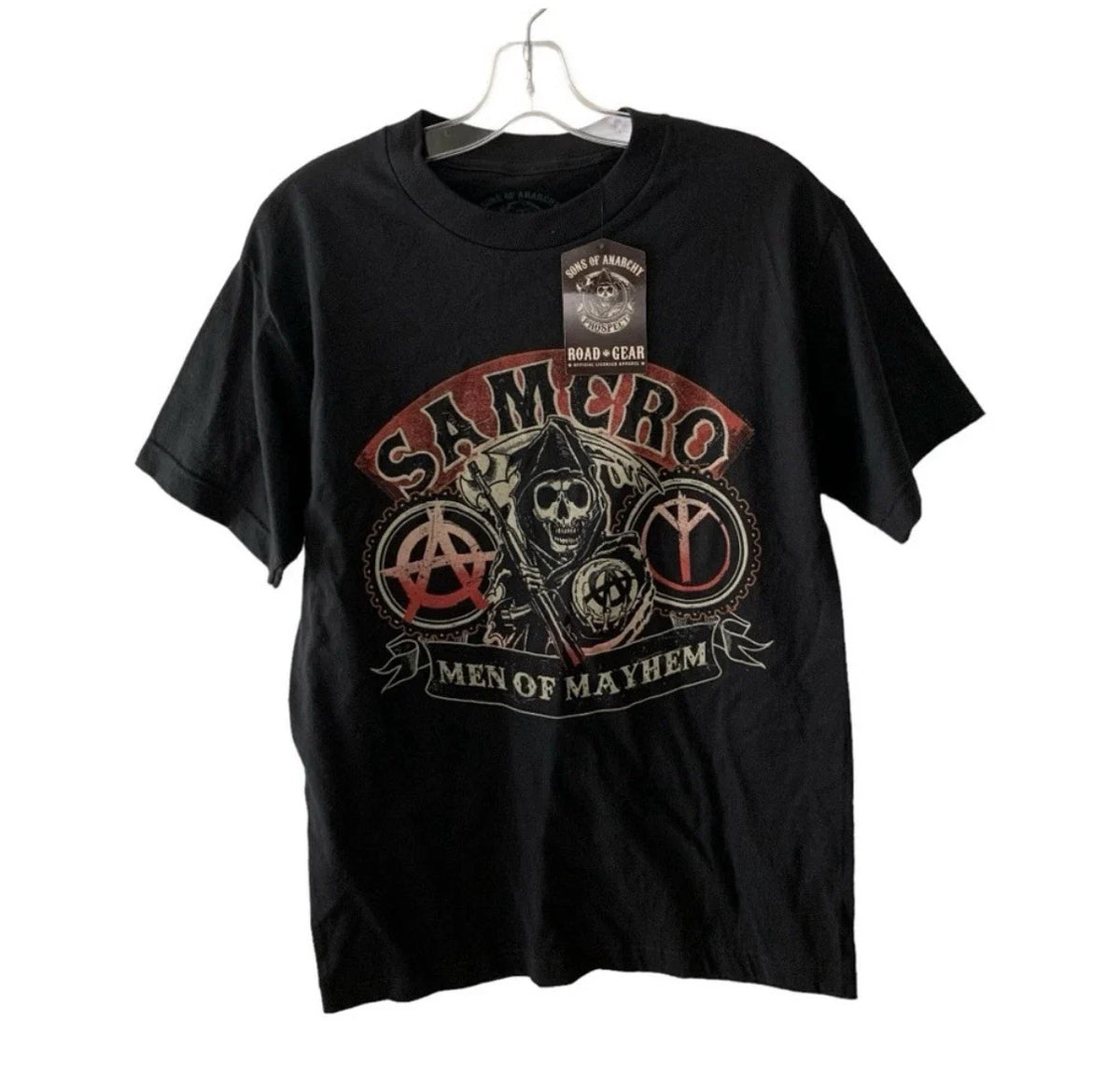 Sons of Anarchy Reaper SAMCRO T Shirt Men of Mayhem Size Large Bikercore Y2K