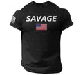 Savage American Flag T-Shirt – Black Patriotic USA Tee Military Veteran Pride