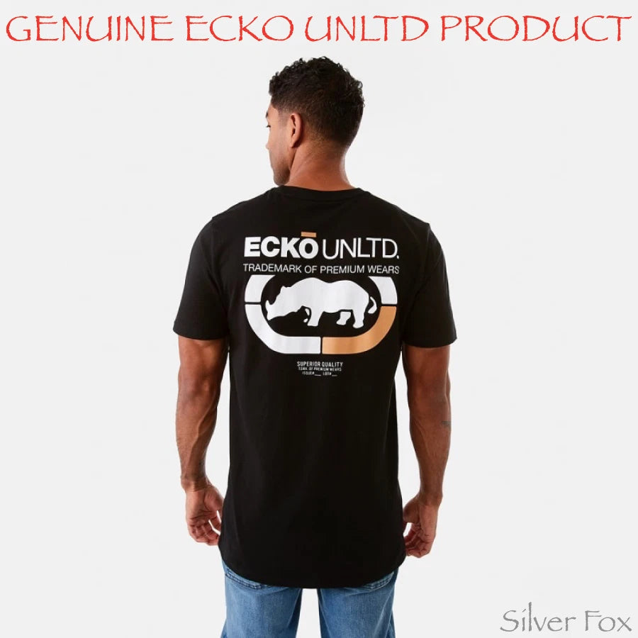 ECKO UNLTD LICENSE LONGLINE MENS BLACK SHORT SLEEVE TEE T SHIRT NEW WITH TAGS