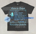 Born To Quest Forced To Clock In T-Shirt Funny Meme Game Lover Work Graphic Tee