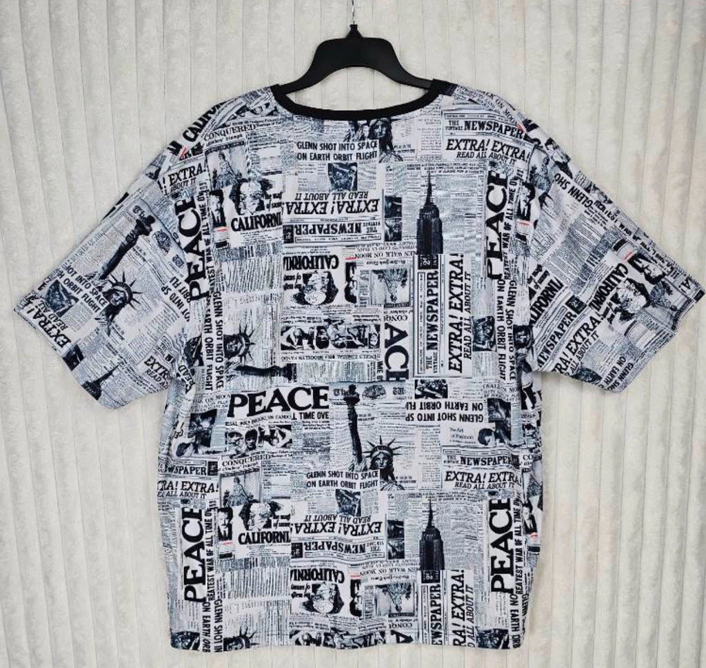 Fresh Prints of Bel-Air Black & White Peace Design Short Sleeve Shirt Size 4XL