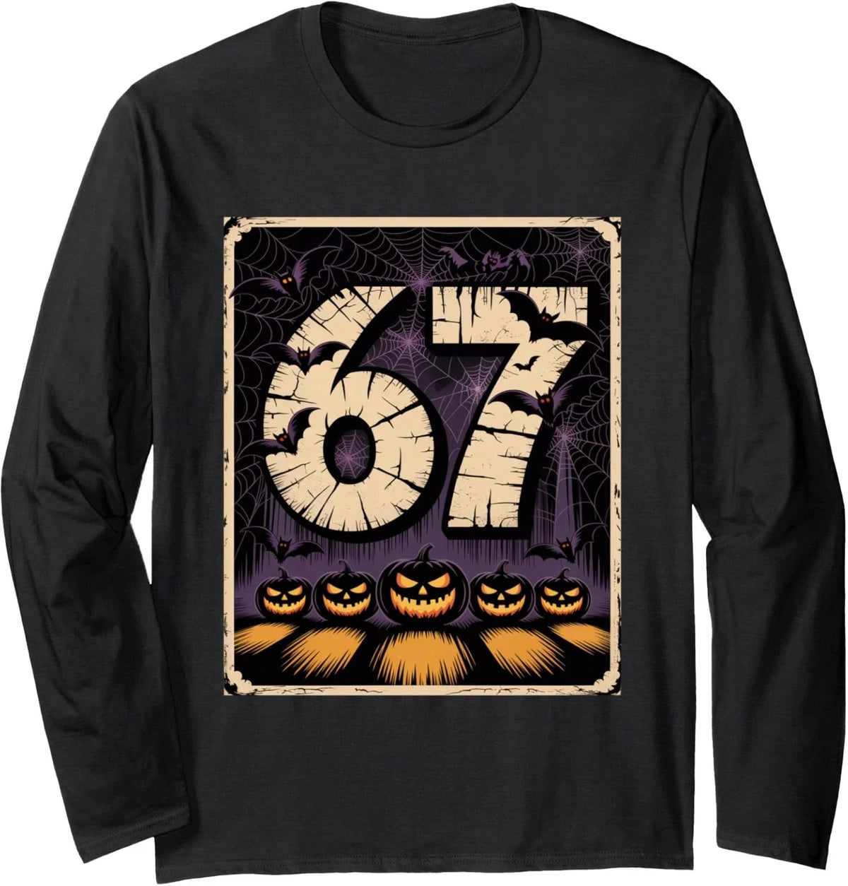 Six Seven Meme 67 Funny Halloween Design Long Sleeve T-Shirt