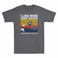 I Like Dogs And Wine And Maybe 3 People 2021Funny Vintage Men's T-Shirt