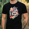 Mens Retro Tech Motif Cotton T-Shirt Size XS to 5XL