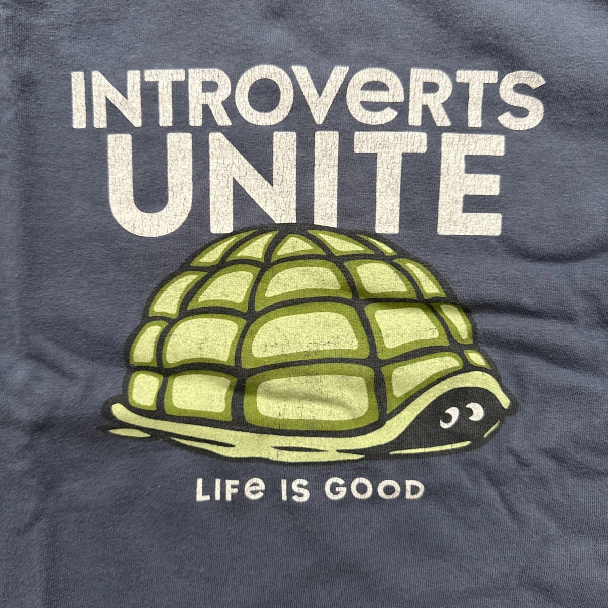 Life Is Good Shirt Introverts Unite Mens L Graphic Crusher Tee Navy Blue