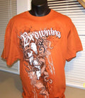 NWT Mens XL BROWNING T-Shirt BUCKMARK Gothic SKULL Antler GRAPHIC Orange