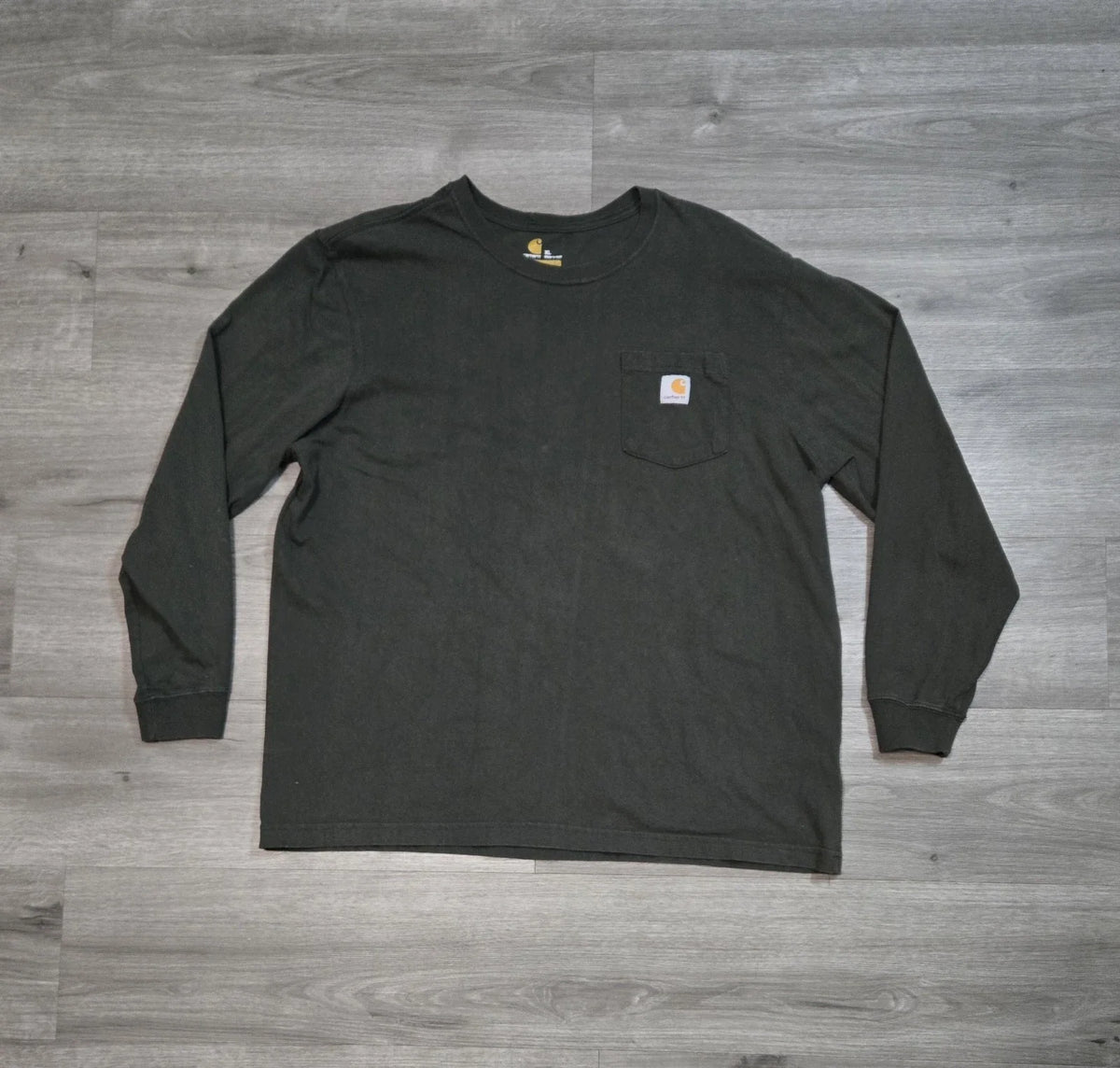 Carhartt Long Sleeve Pocket T-Shirt Mens XL Green Original Fit Work K126