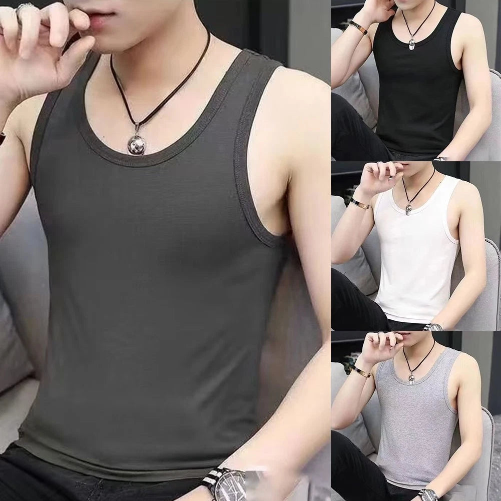 Stylish Mens Undershirt Casual Daily Fleece O Neck Sleeveless Slim Fit