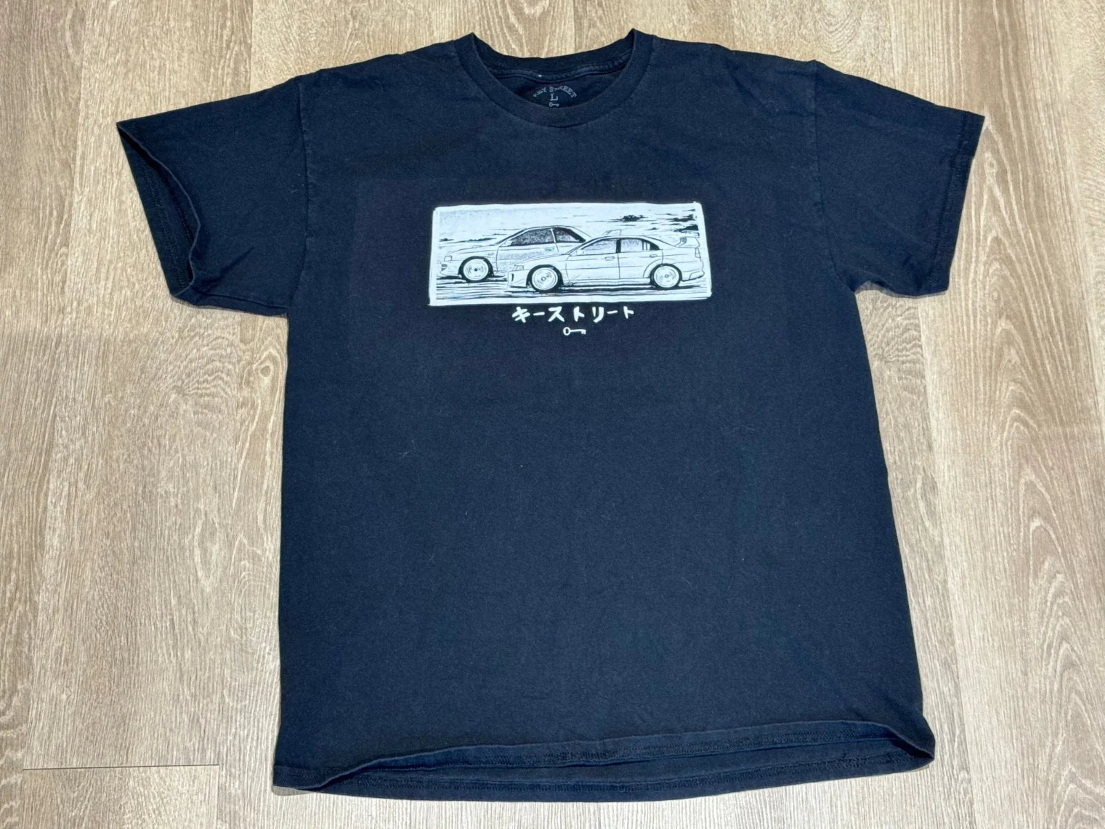 Key Street Car Graphic Tee Size Large Black JDM Racing Drift Anime Style