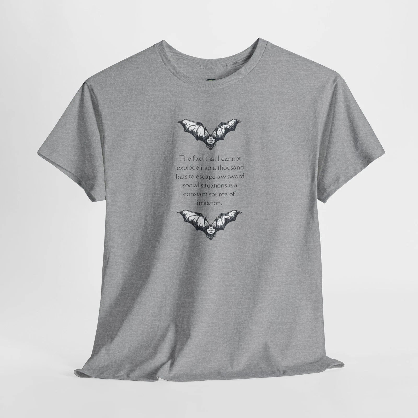 Funny Bat T-Shirt Sarcastic Humor Introvert Nerd Adult Unisex Nature Graphic Tee