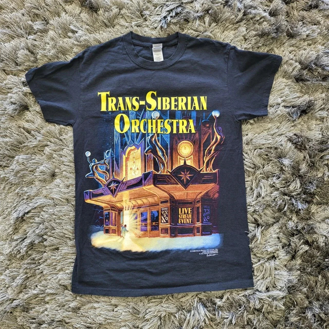 Gildan Mens Trans-Siberian Orchestra Concert T-Shirt S Black Cotton Short Sleeve