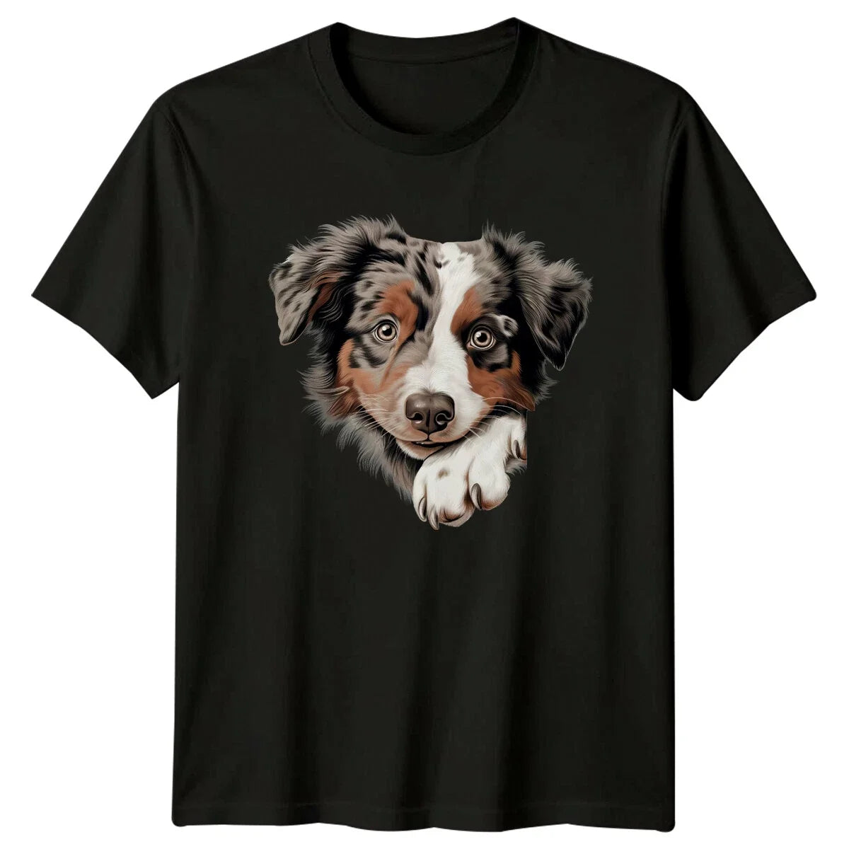 Cute Aussie Peekaboo Dog Portrait T-Shirt Pet Lover Tee