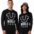 $79 TRUE RELIGION Black White WORLD TOUR Long Sleeve Designer Graphic T-shirt