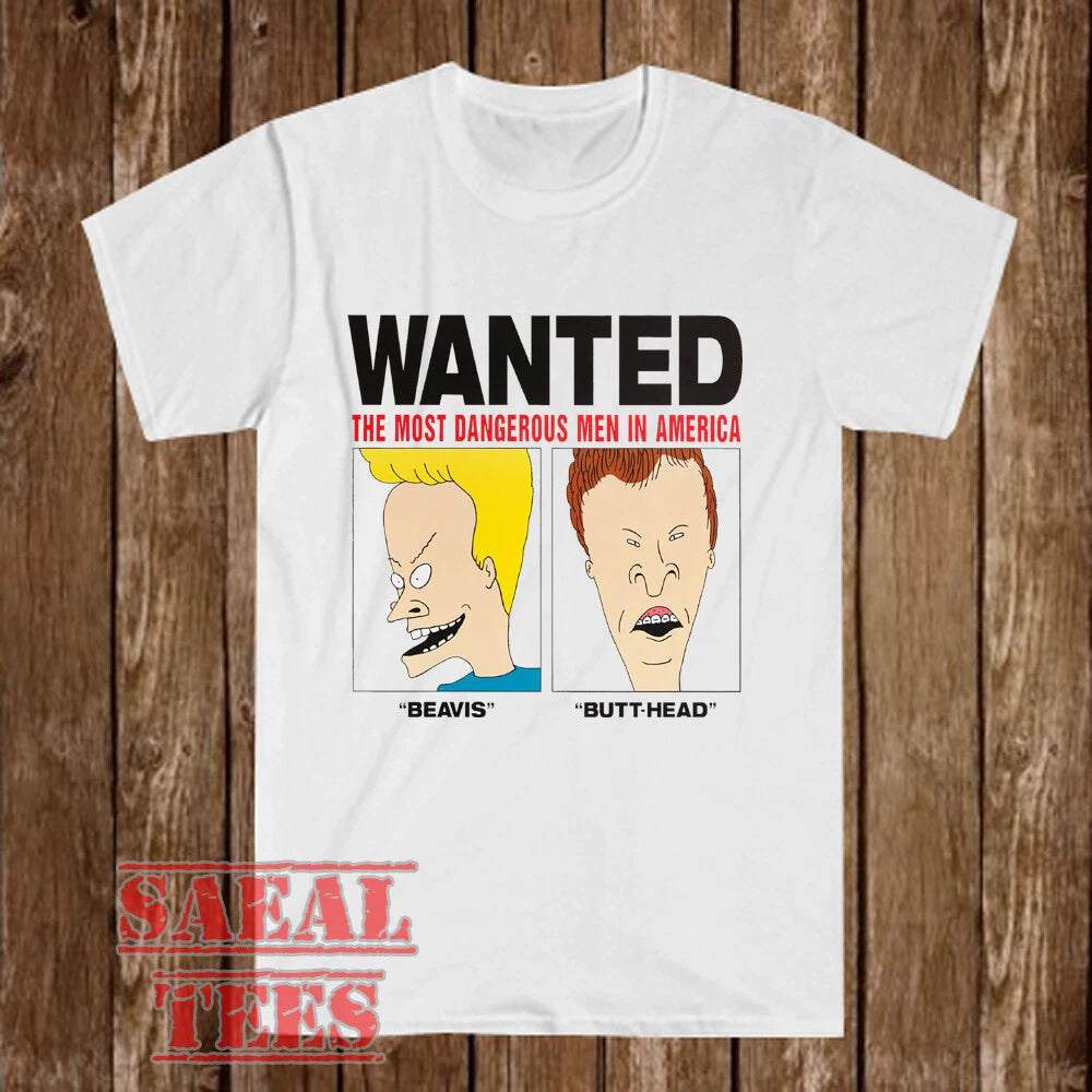 Beavis and Butt Head Wanted Men's White Size S-5XL