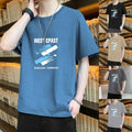 Stylish Mens Casual Printed T Shirt Crew Neck Short Sleeve Top for Spring