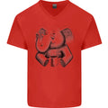 An Elephant Drinking Coffee Mens V-Neck Cotton T-Shirt