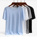 Men's Ultra-Thin Ice Silk Tee Short Sleeve Round Neck for Home and Daily Wear