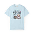 Coffee and Dogs Unisex Garment-Dyed T-shirt, Dog Lover Tee, Coffee Shirt, Cute
