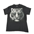 DOM Men's Black White Tiger Graphic T-Shirt Blue Eyes Size M Y2K Grunge