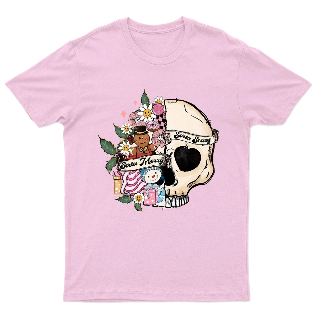 Spooky Christmas Holiday Skull T-Shirt Unisex Gift Retro Funny Womens Vintage