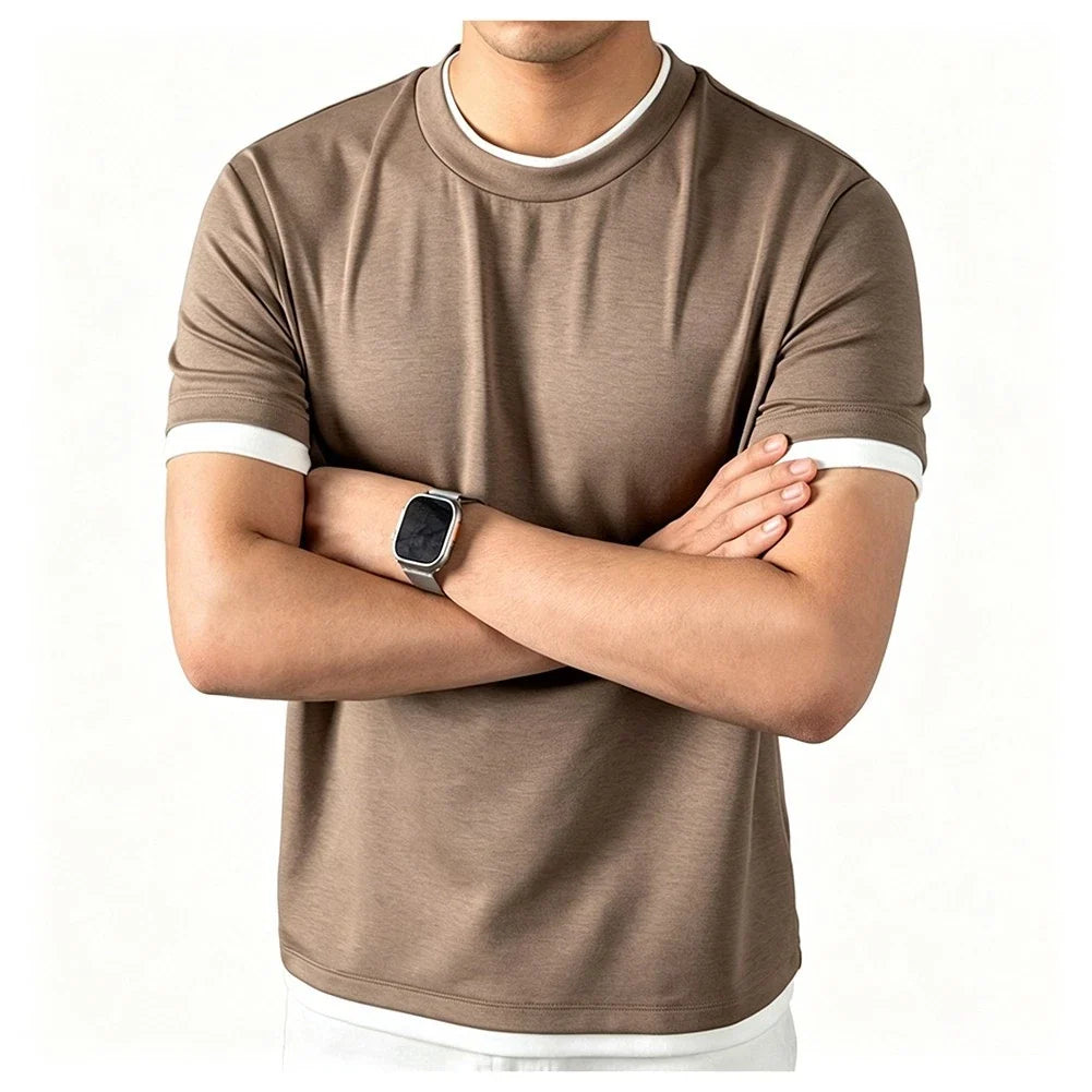 Men's Casual Short Sleeve Polyester Top Loose Fit for Vacation Daily Life