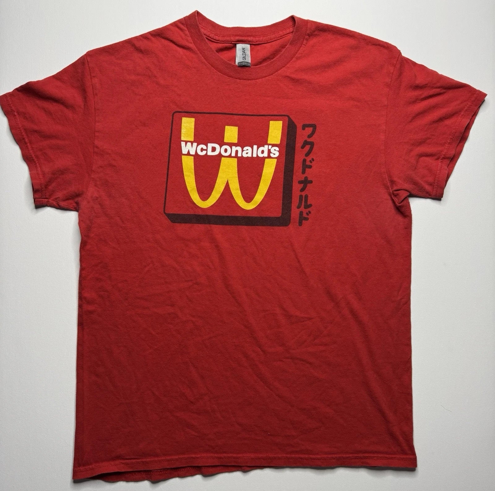 Japanese Anime McDonalds Style T-Shirt Mens Medium Red Pop Art Skater Y2K