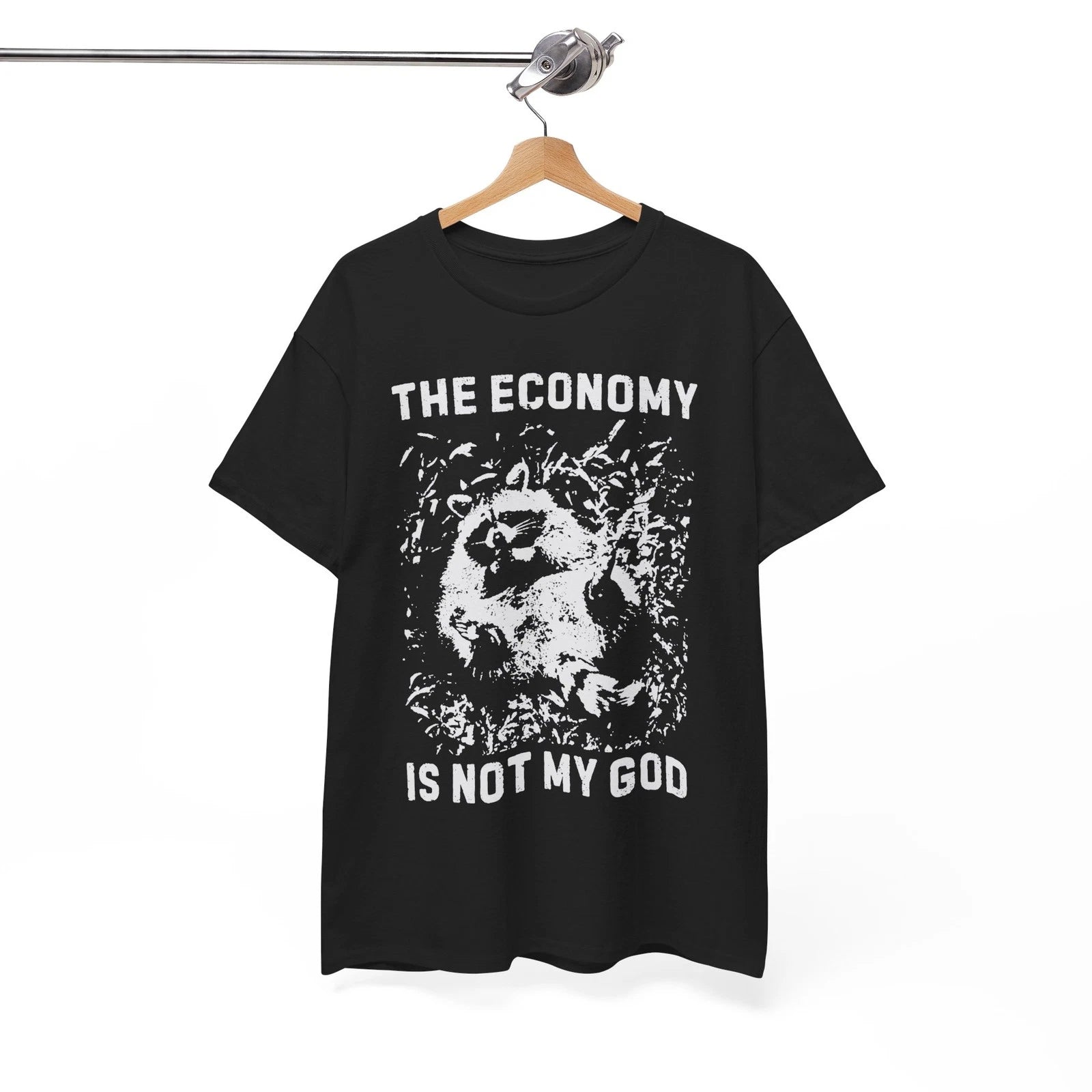 Anarchist Raccoon Economy is not my God Tee, Leftist Trash Punk Unisex Tee