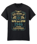 Life Begins at 80 T-Shirt Mens Funny Born In 1946 80th Birthday Gift Grandad Dad