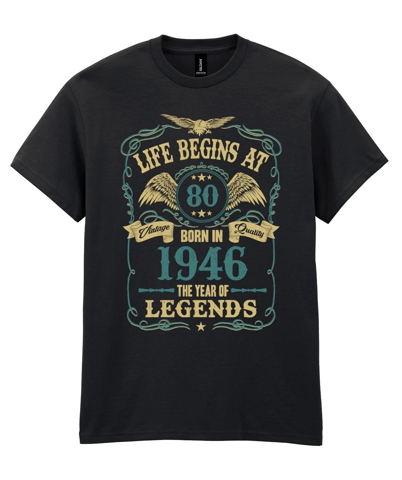 Life Begins at 80 T-Shirt Mens Funny Born In 1946 80th Birthday Gift Grandad Dad