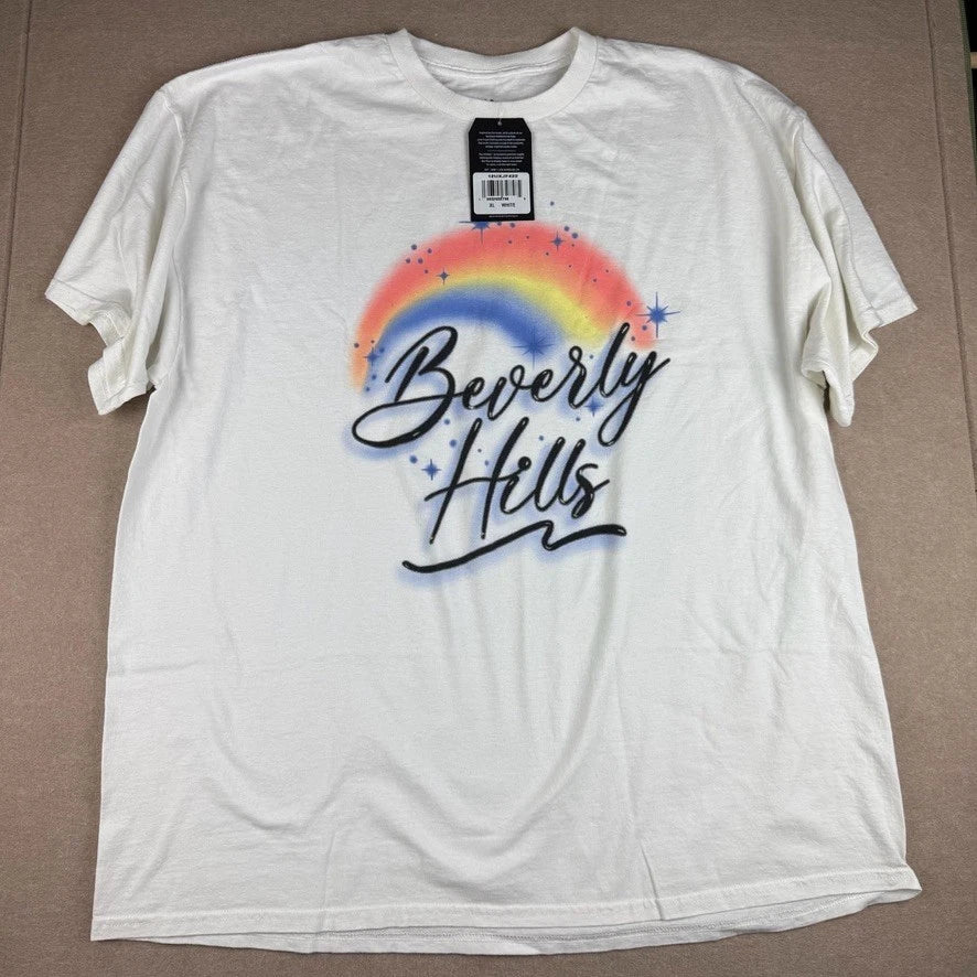 Beverly Hills Graphic Tee Junk Food Men’s XL White Rainbow Logo Shirt