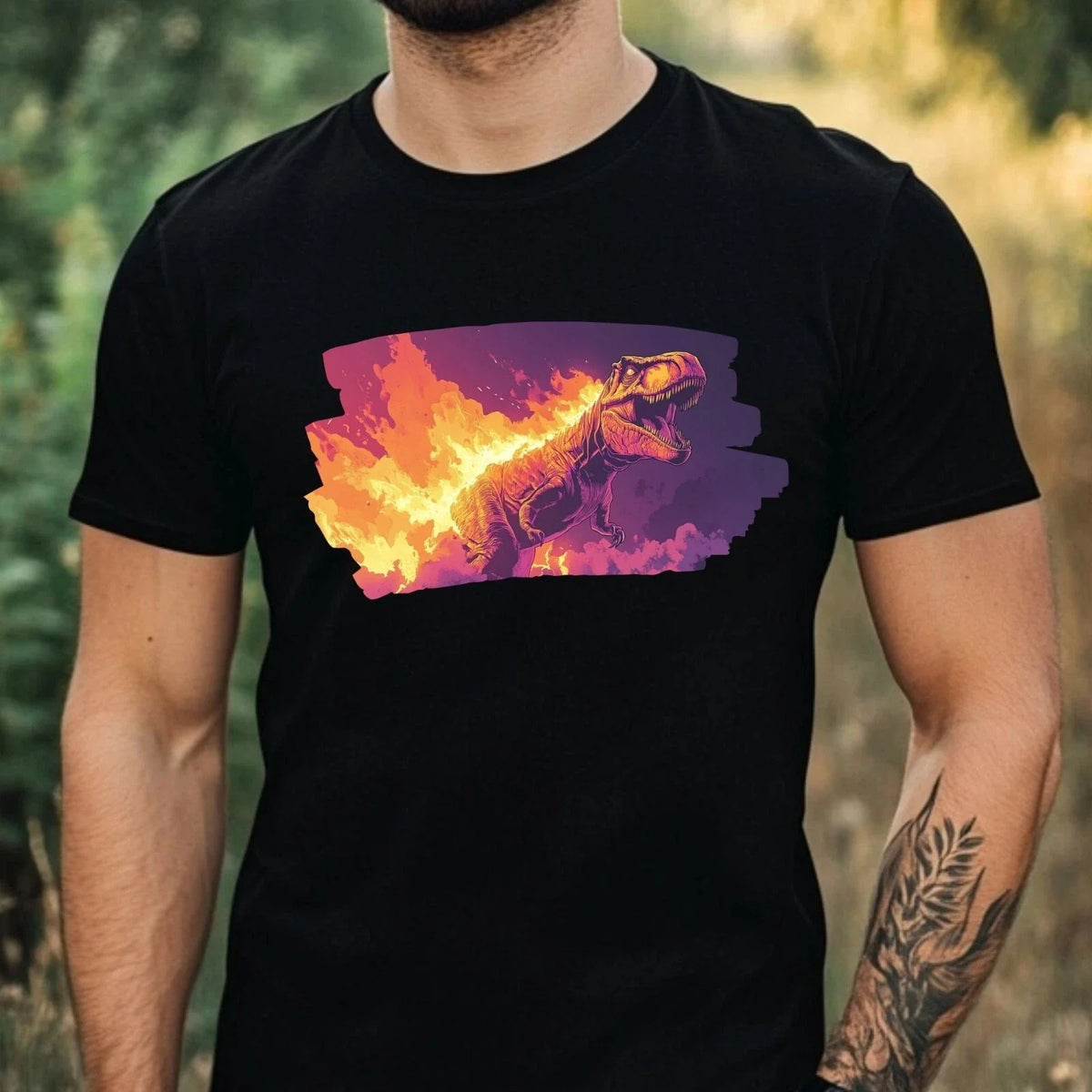 Mens T-Shirt T-Shirt T-Shirt on Fire Motif Cotton Size XS to 5XL