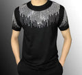 New Men Luxury Diamond Rhinestones Fashion T-Shirt High Quality 4 Colors