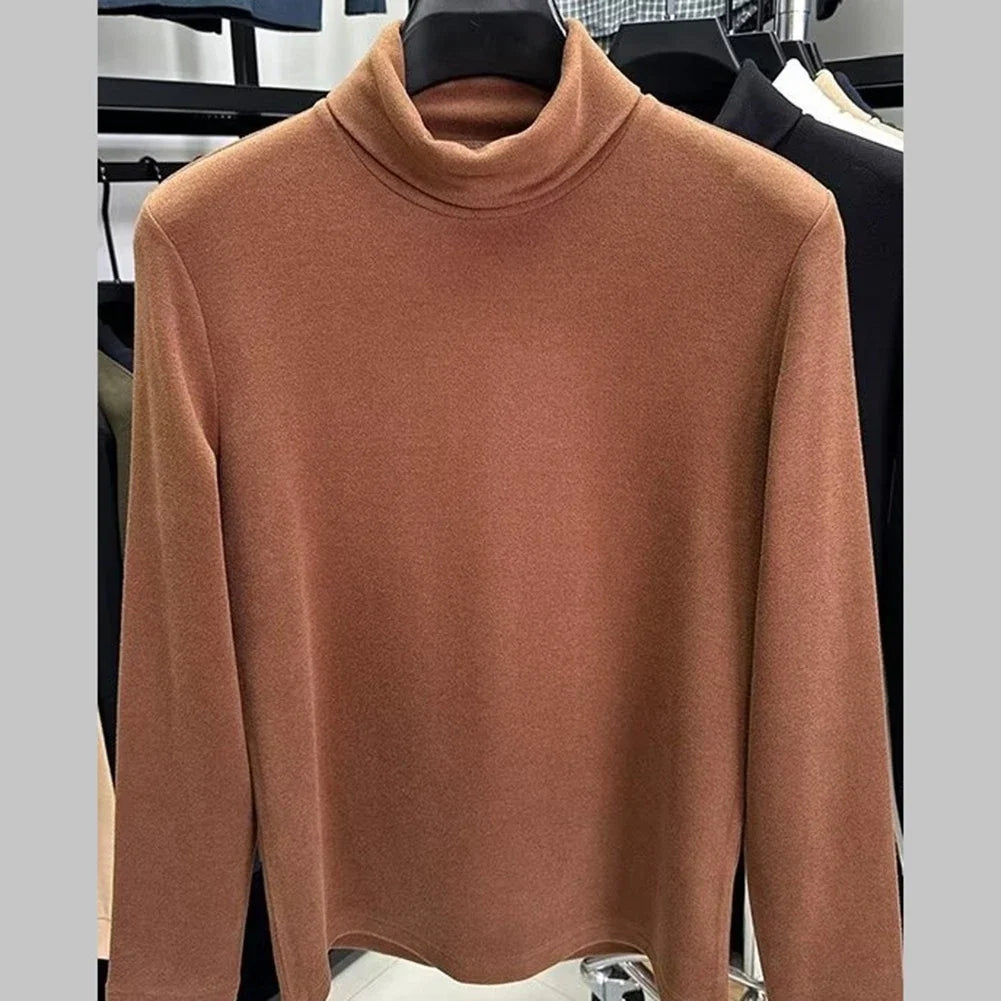 Men Close Fit Half High Collar Base T Shirt for Inner or Outer Layer Use